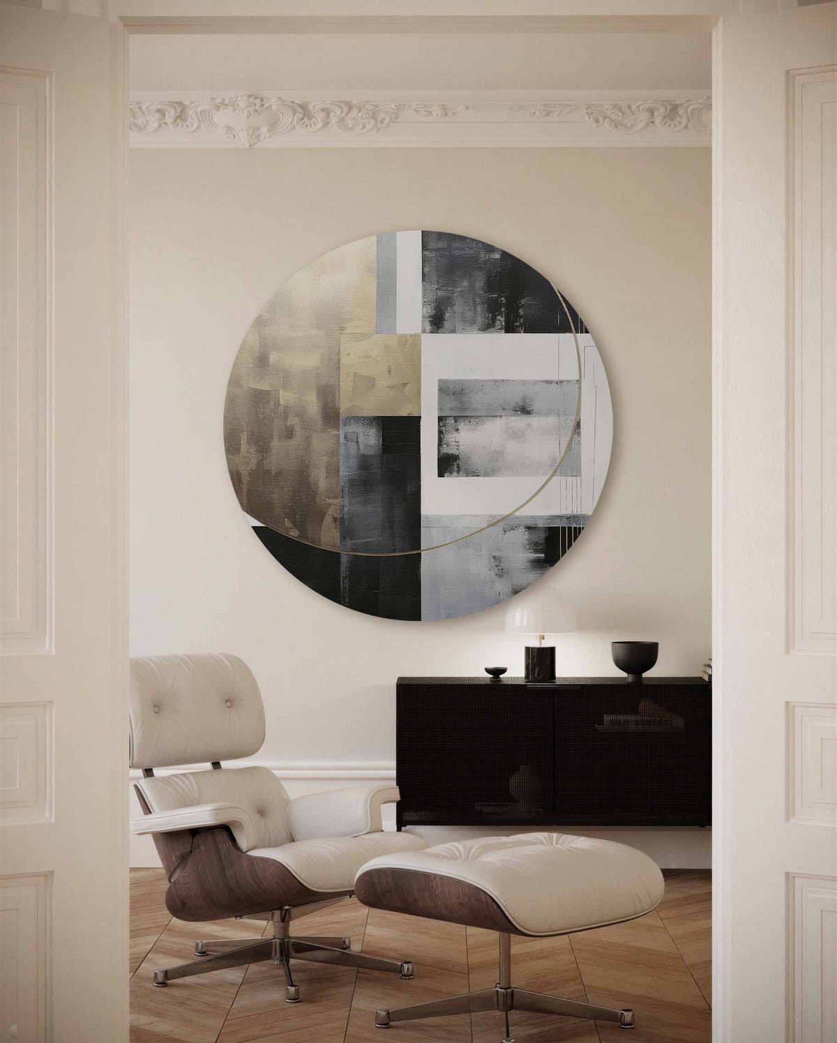 Abstracte geometrische – illustratie muurcirkel als ronde muurdecoratie