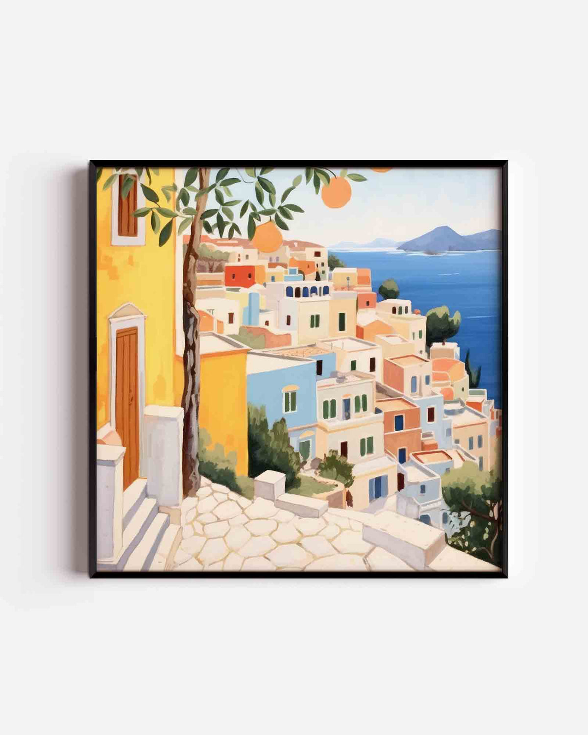 Mediterrane huizen – keuken vierkante poster als wanddecoratie