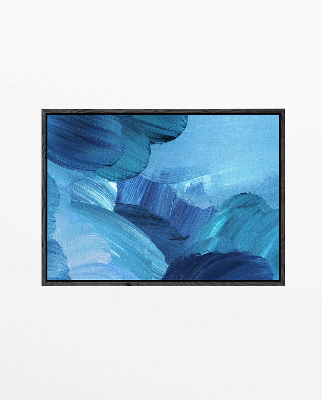 Blauwe vormen – liggend wanddecoratie kunstwerk