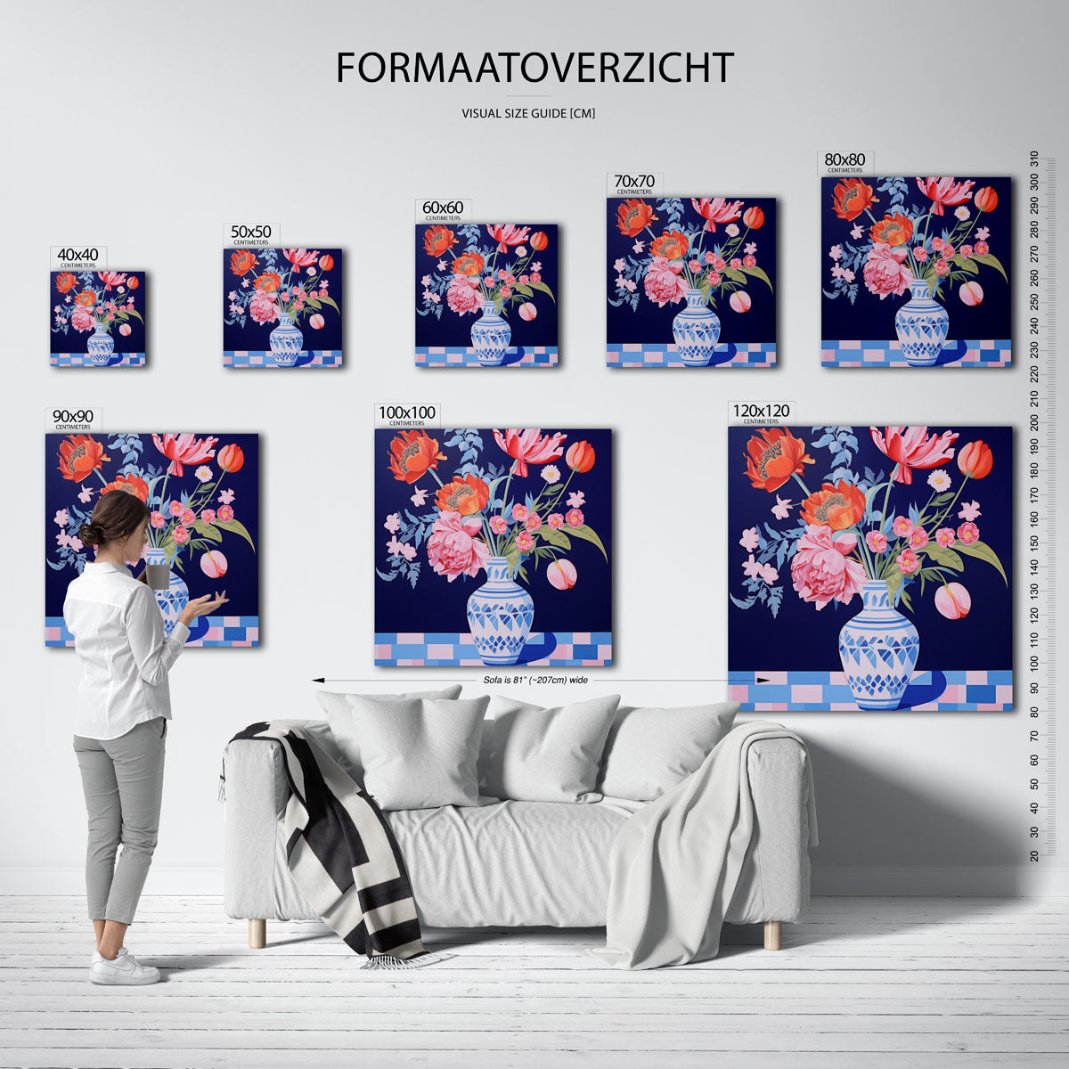 Bloemen in vaas – vierkante muurposter met bloemen