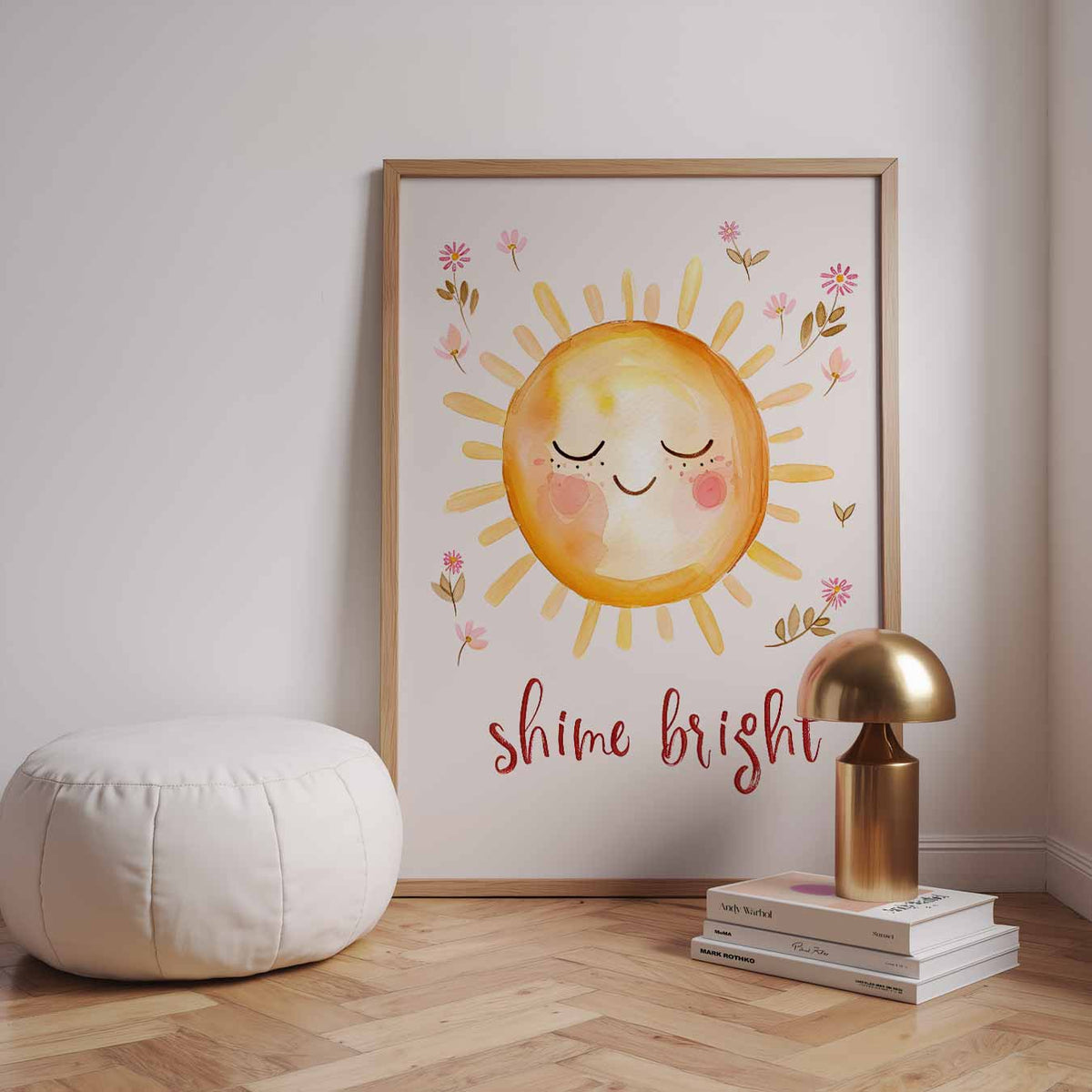 Stralende Zon Bloemenposter – speelse wandkunst als portret kinderposter
