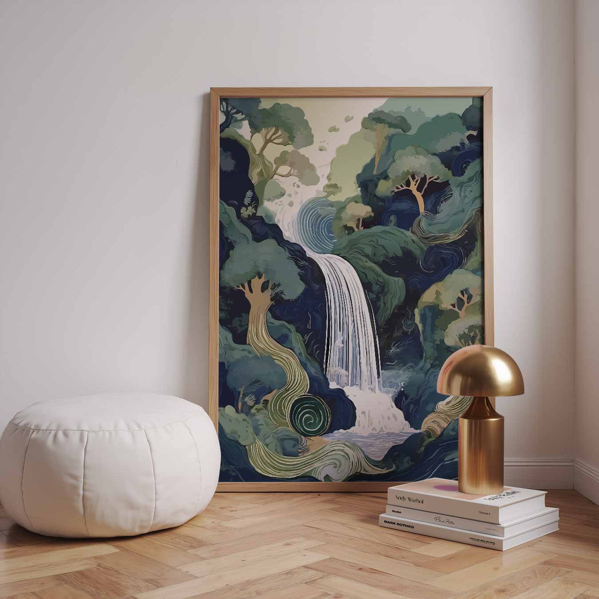 Dromerige Waterval Wanddecoratie – zomerse wandkunst als portret poster