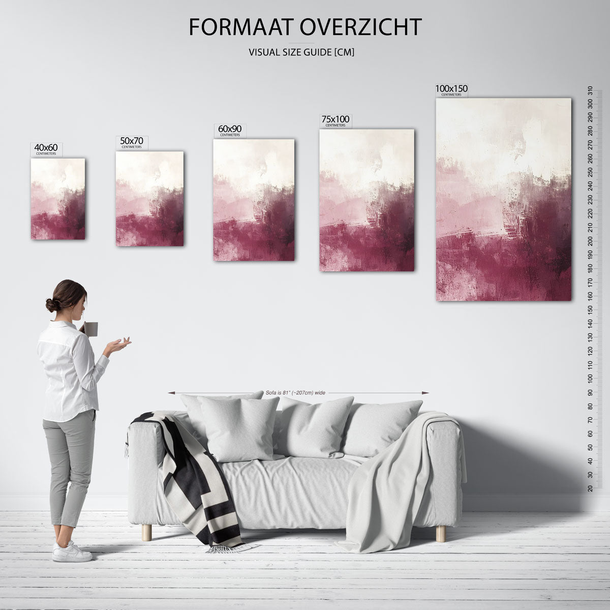 Zachte kleuren harmonie – staand wanddecoratie kunstwerk