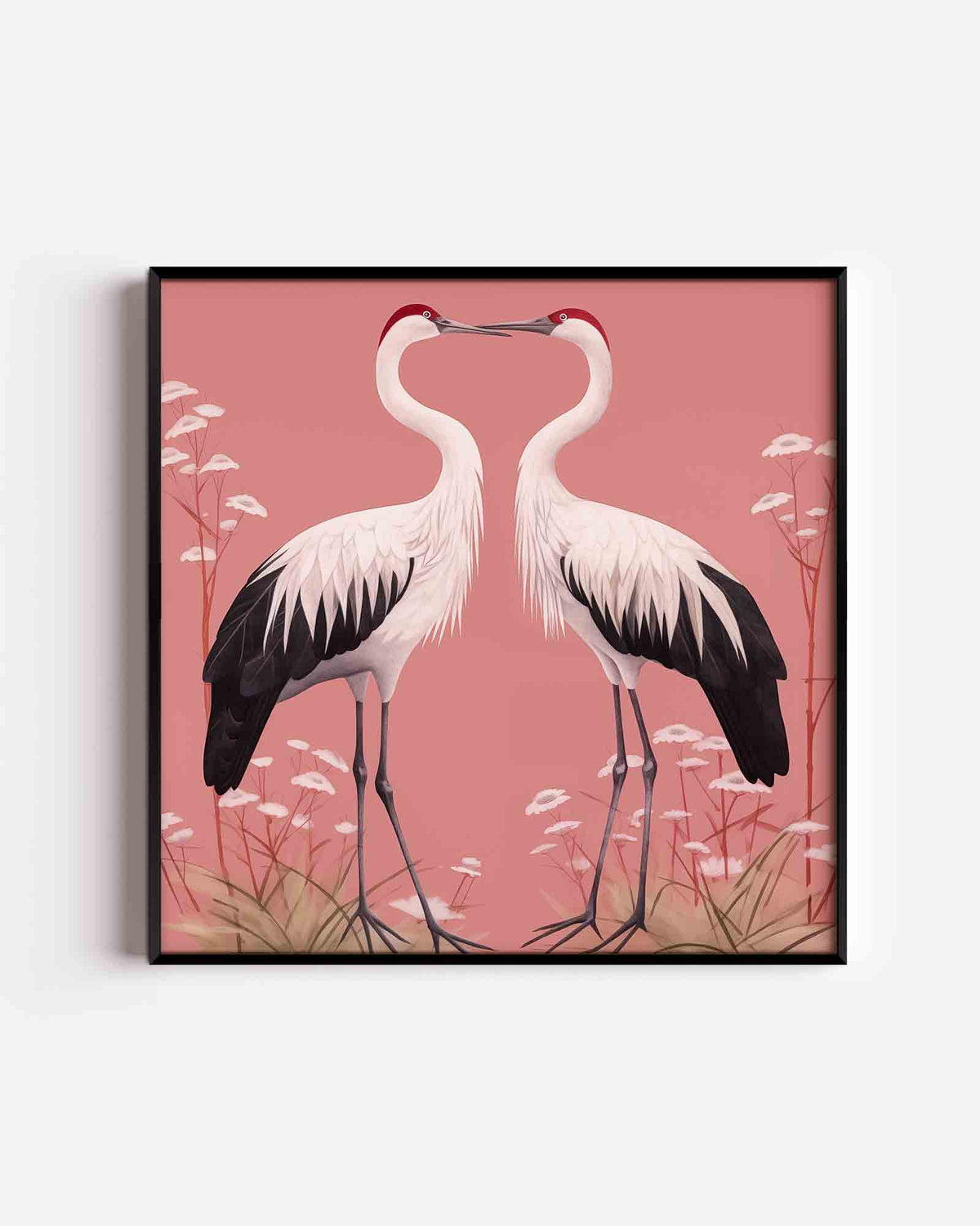 Twee kraanvogels – vierkante dierenposter als wanddecoratie