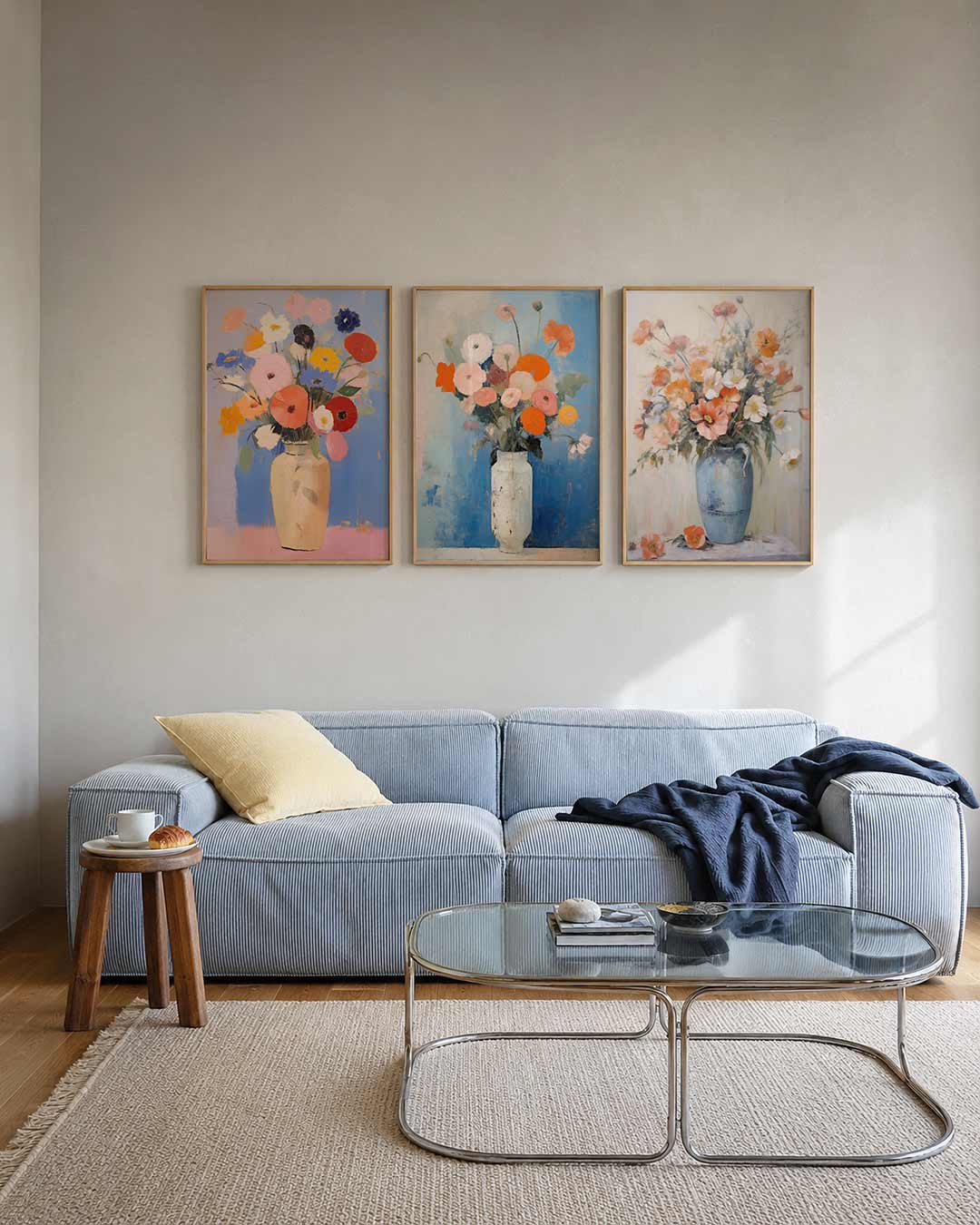 Bloemrijke kleurenpracht posterset – tweede productweergave – deze kleurrijke compositie toont een vaas met bloemen in