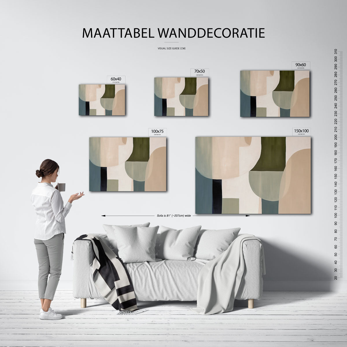 Compositie van vormen – moderne liggende wanddecoratie