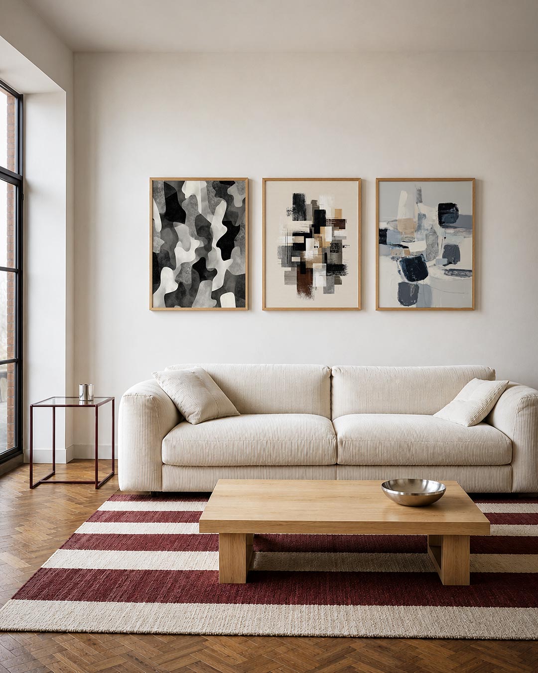 Vorm en schaduw driedelige posterset – deze posterset in drie delen toont vloeiende vormen in
