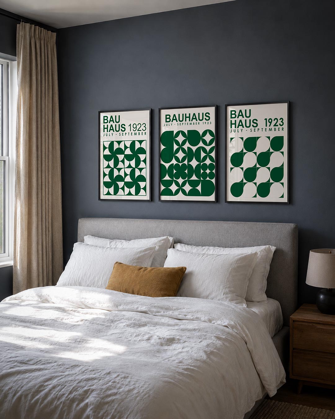 Vorm en ritme posterset – derde productweergave – deze posterset in drie delen toont een speelse wisselwerking van groene en