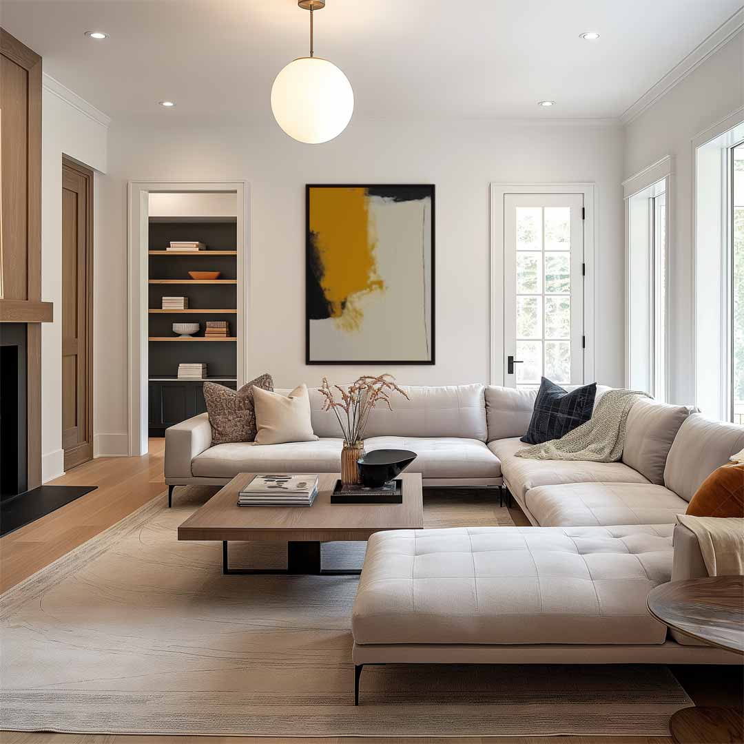 Stroom van Oker – staand kunstwerk voor modern interieur