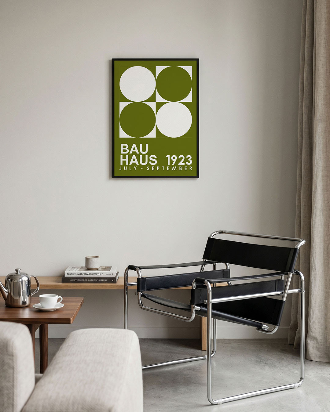 Cirkel en vierkant – geometrische Bauhaus poster in staand formaat