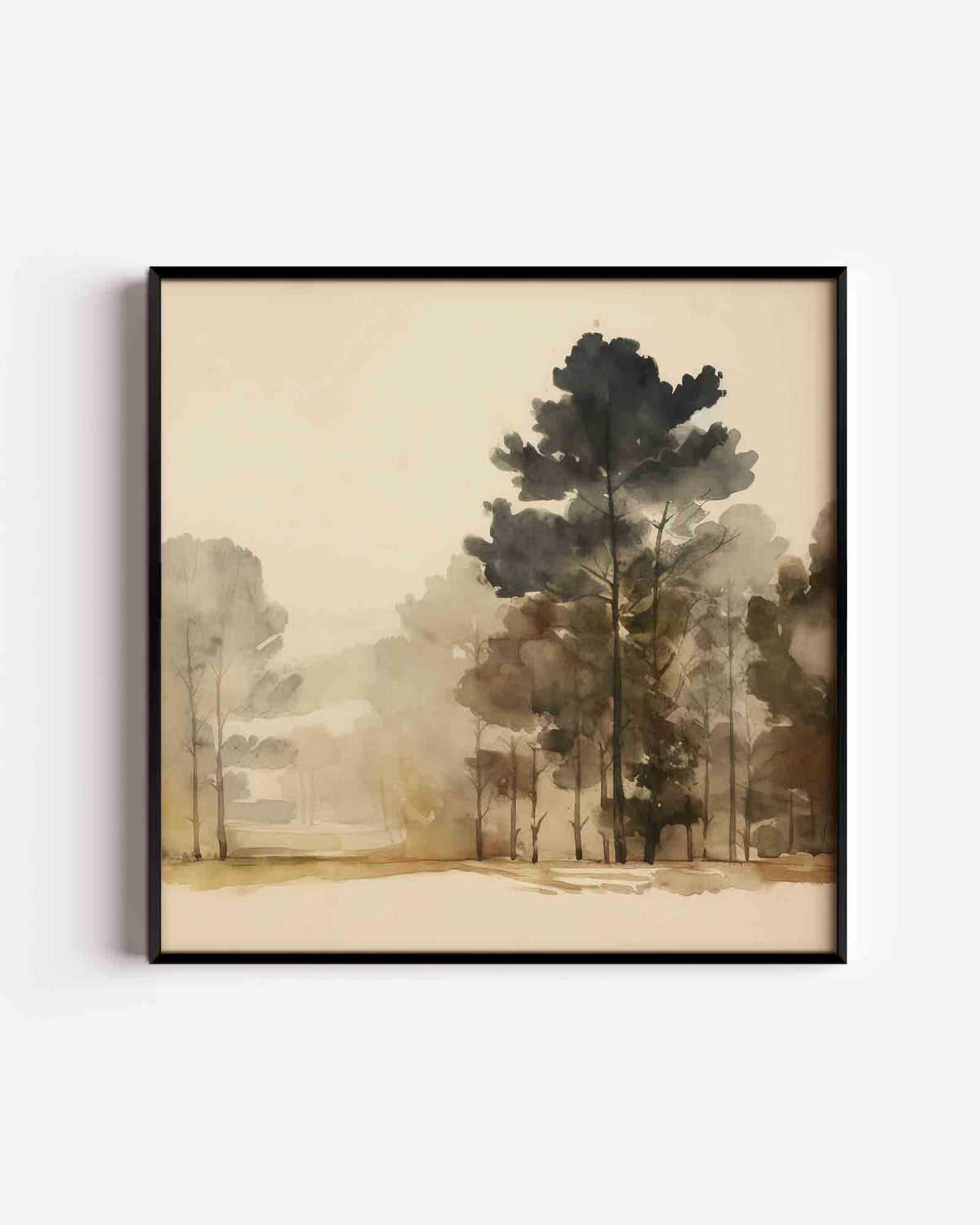 Bomen in mist – vintage vierkante poster als wanddecoratie