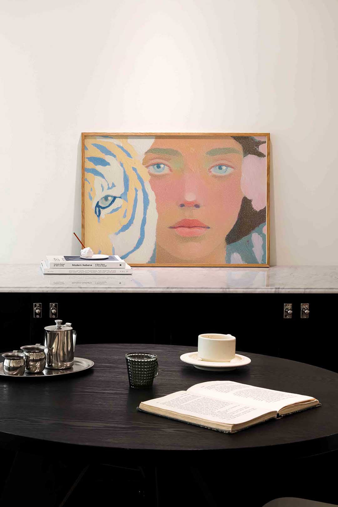 Tijger en gezicht – portret poster in liggend formaat