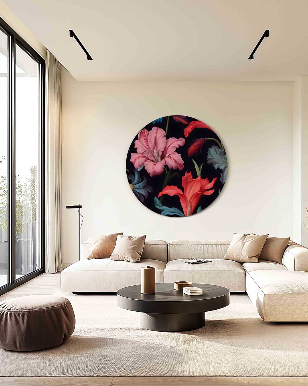 Bloemenpracht – safari muurcirkel als ronde wanddecoratie