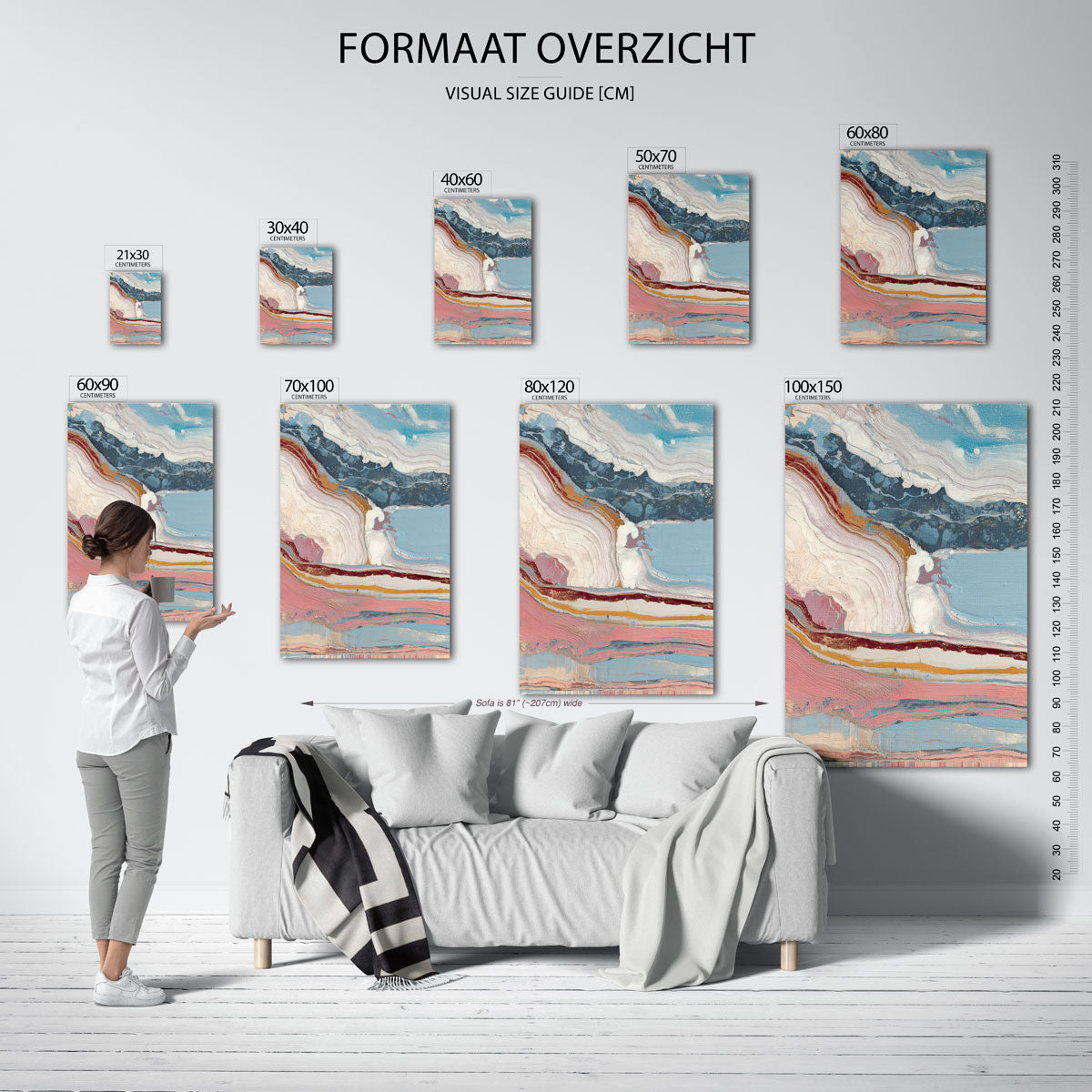 Abstracte lagen – staande muurposter met abstracte vormen