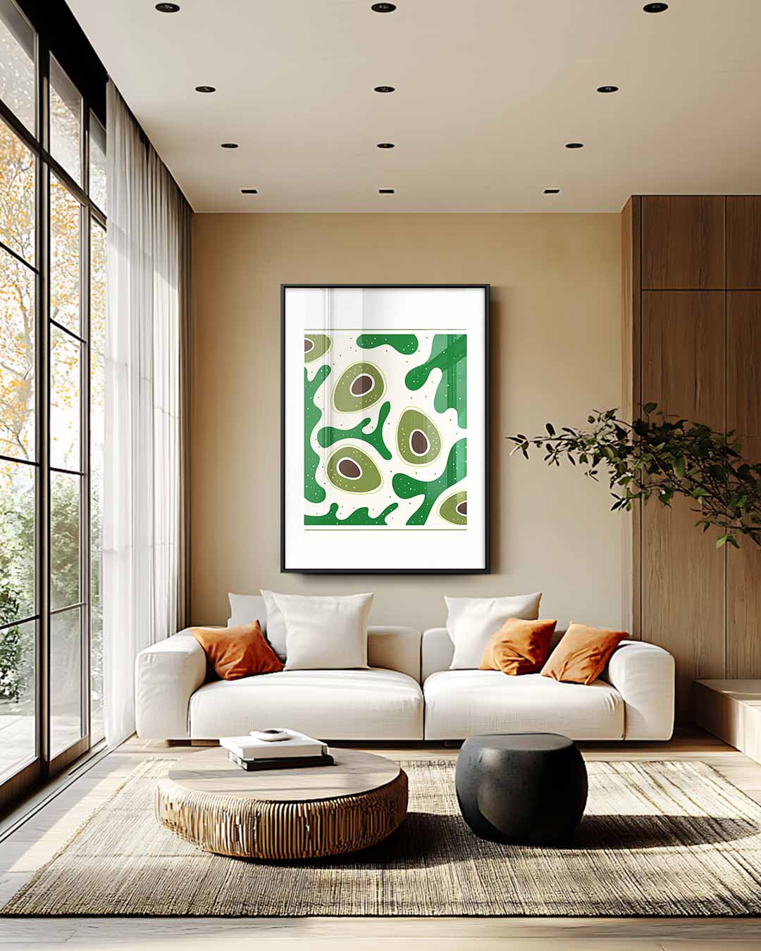 Avocado Droompatroon – plexiglas wanddecoratie in portret formaat