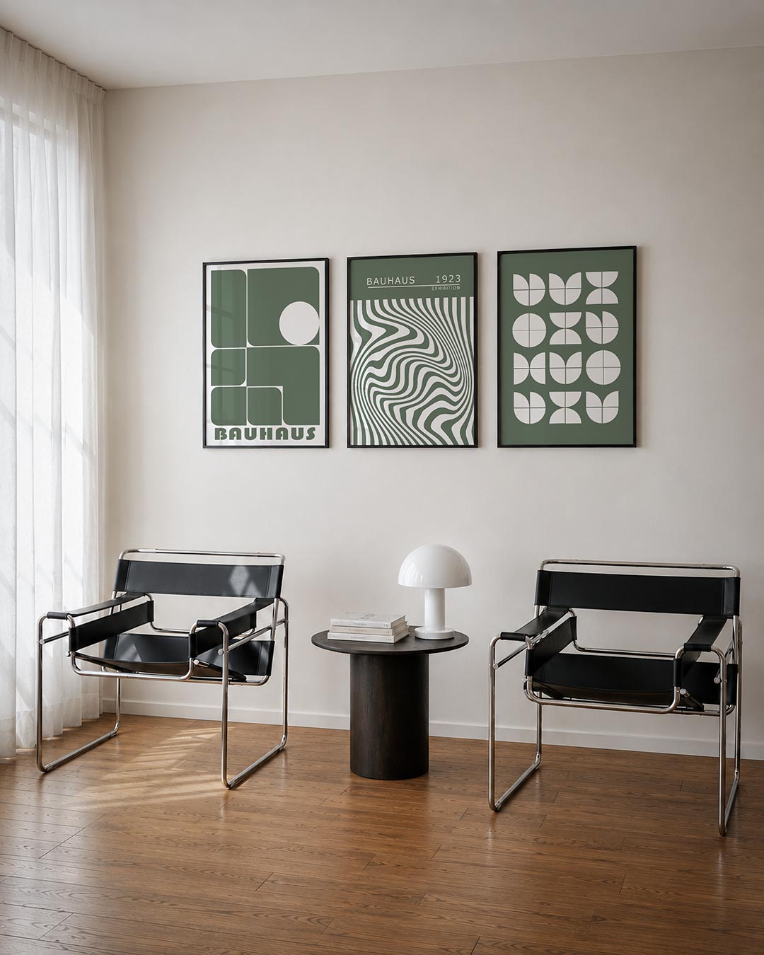 Vorm en balans posterset – tweede productweergave – deze posterset in drie delen toont een spel van rechthoeken en een cirkel