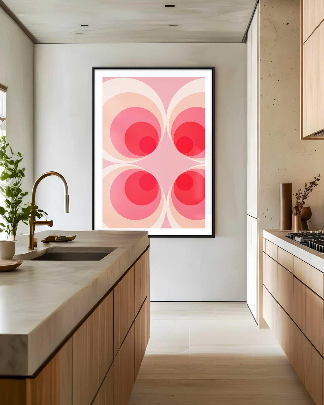 Retro Cirkelpatroon Kunstwerk – modern portret kunstwerk van WallArtistic