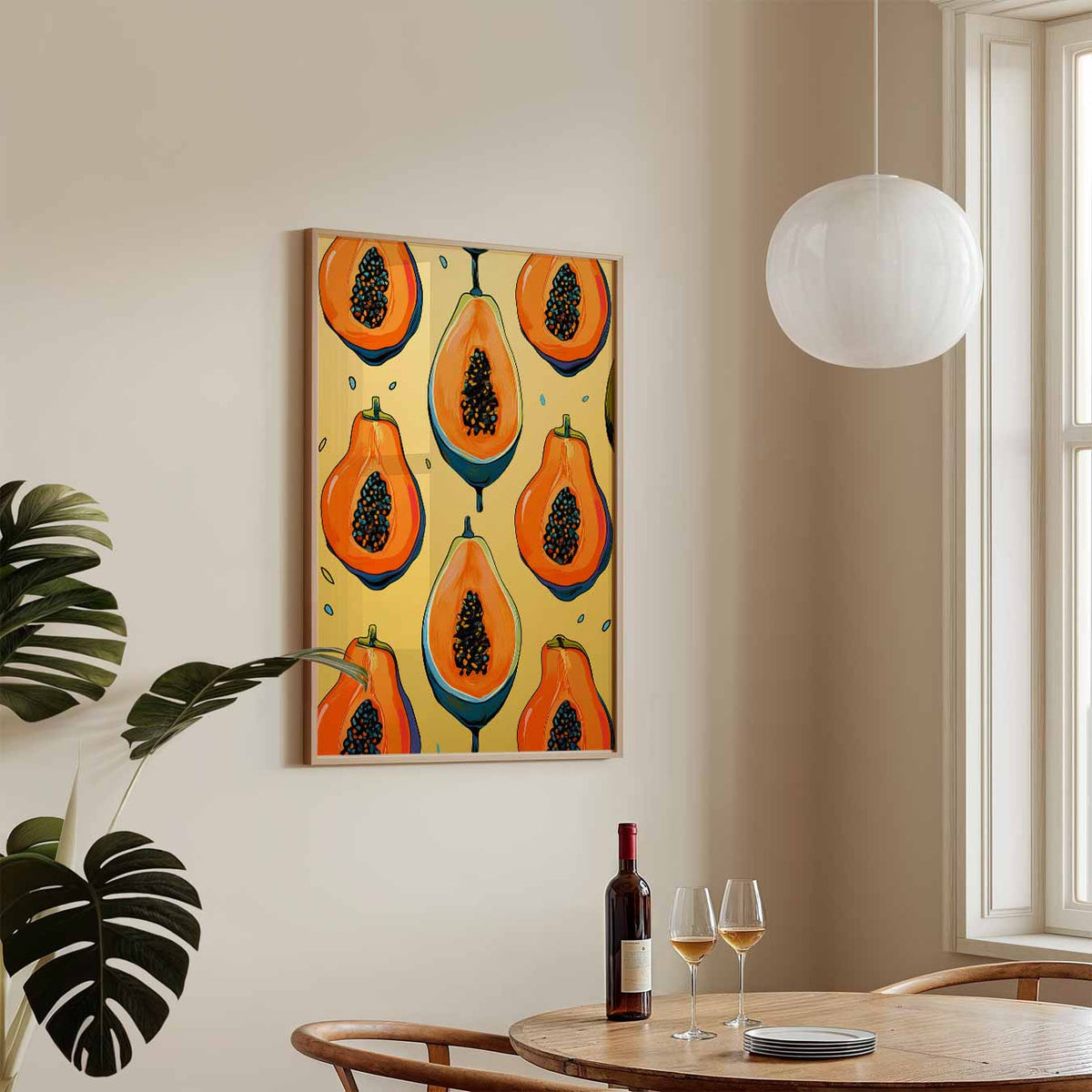 Tropische Papaya Pracht – keukenposter in staand formaat