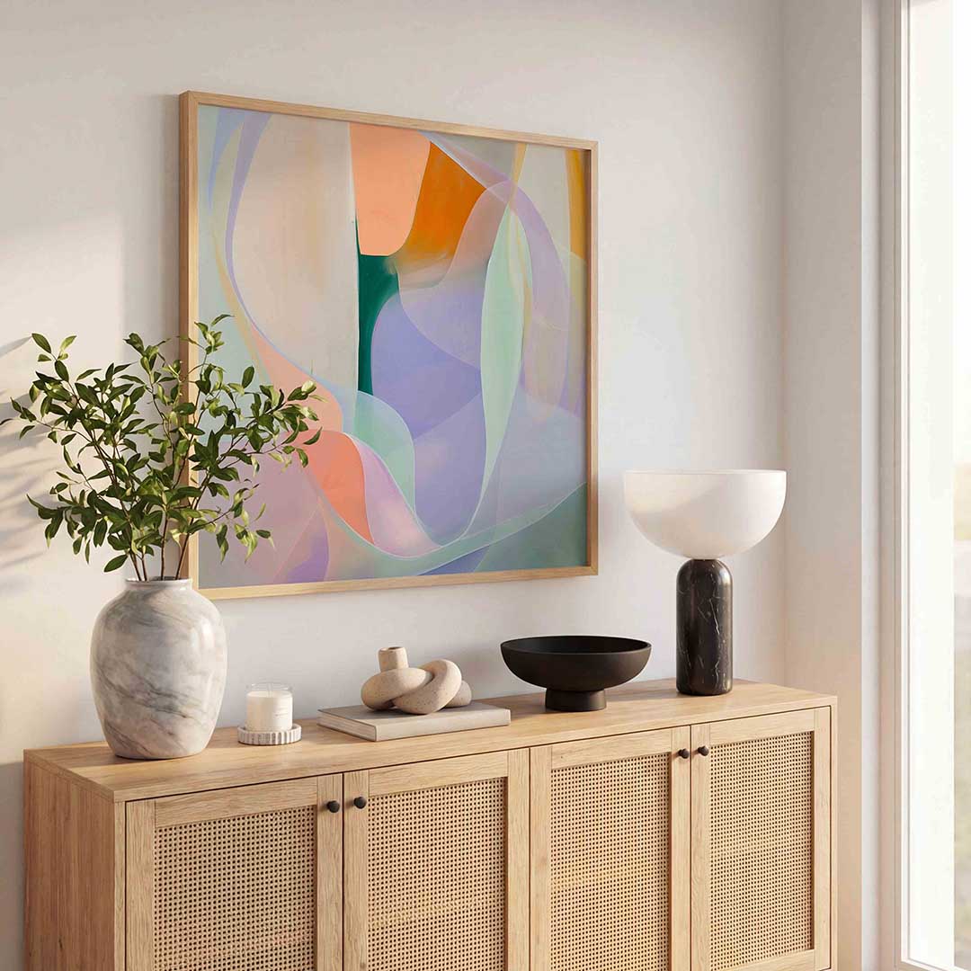 Abstracte vormen – kleurrijke poster in vierkant formaat