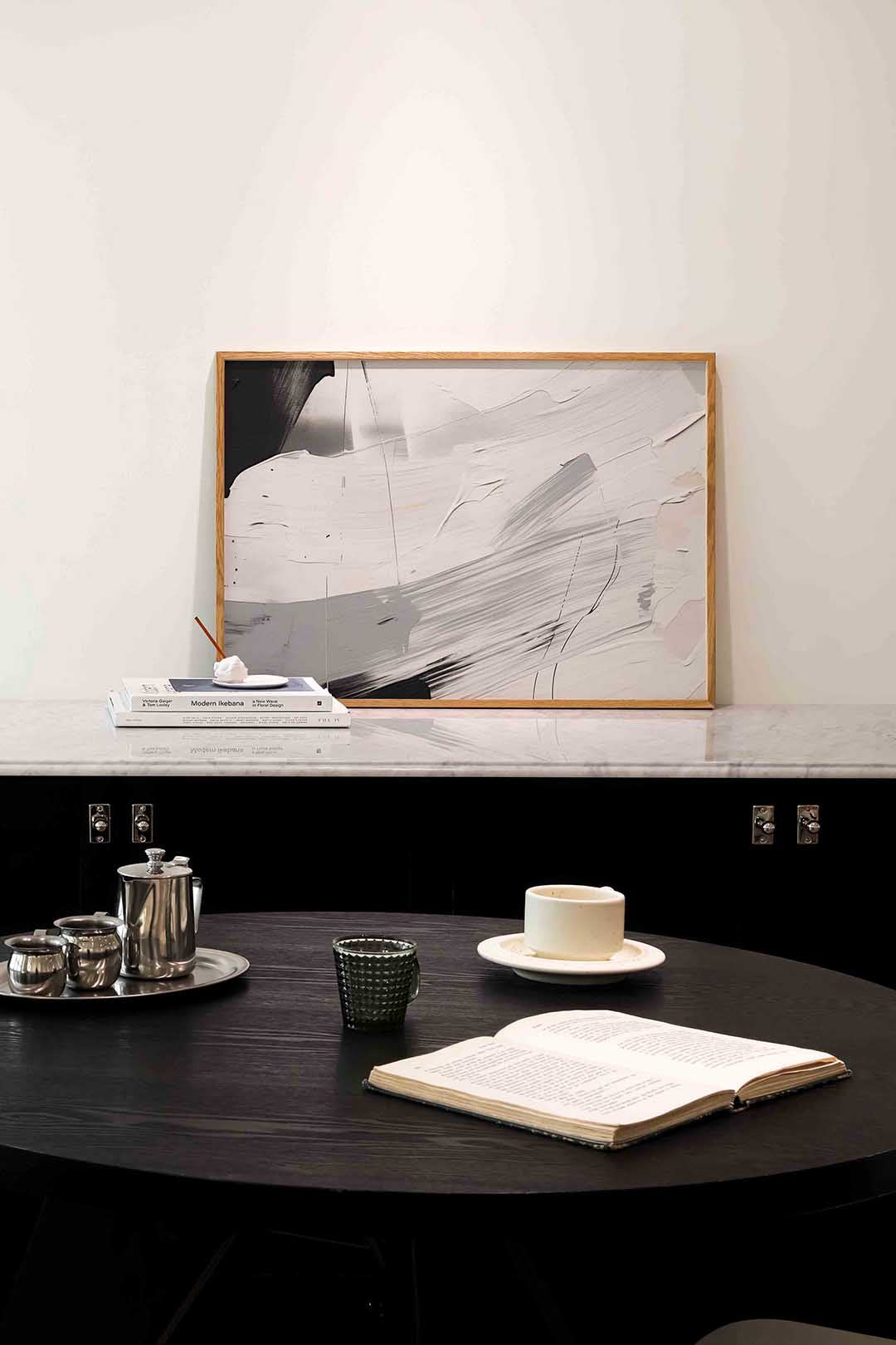 Abstracte penseelstreken – abstracte poster in liggend formaat