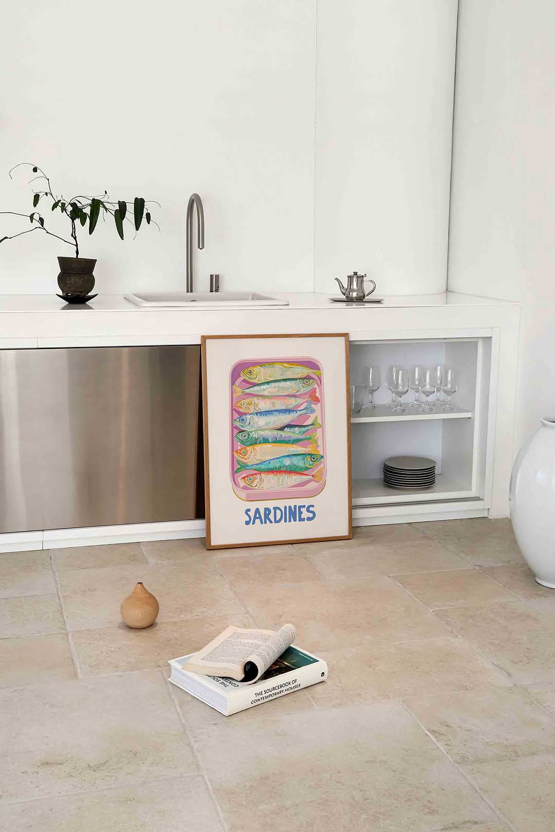 Sardines in blik – culinaire wandkunst als portret poster