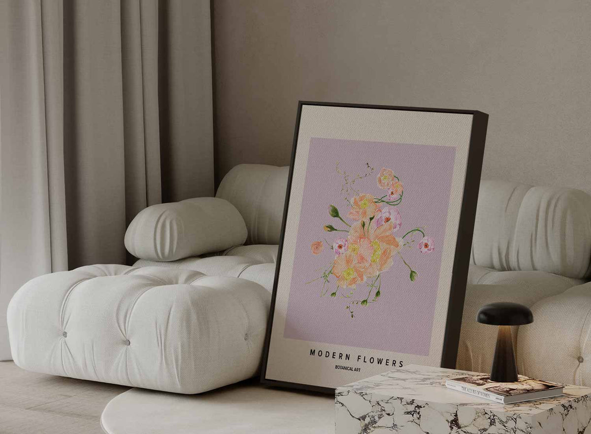 Moderne Bloemen Botanische Kunst – canvas kunstwerk als wanddecoratie