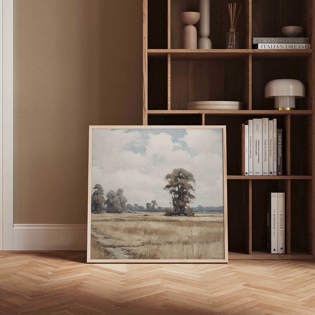 Landschap met bomen – vierkante vintage wanddecoratie van WallArtistic