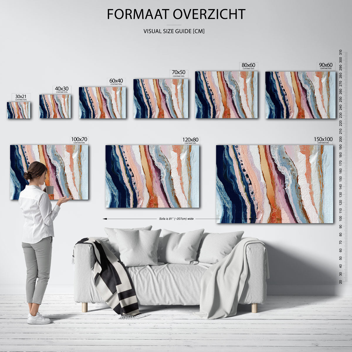 Abstracte lijnen – liggende muurposter met abstracte vormen