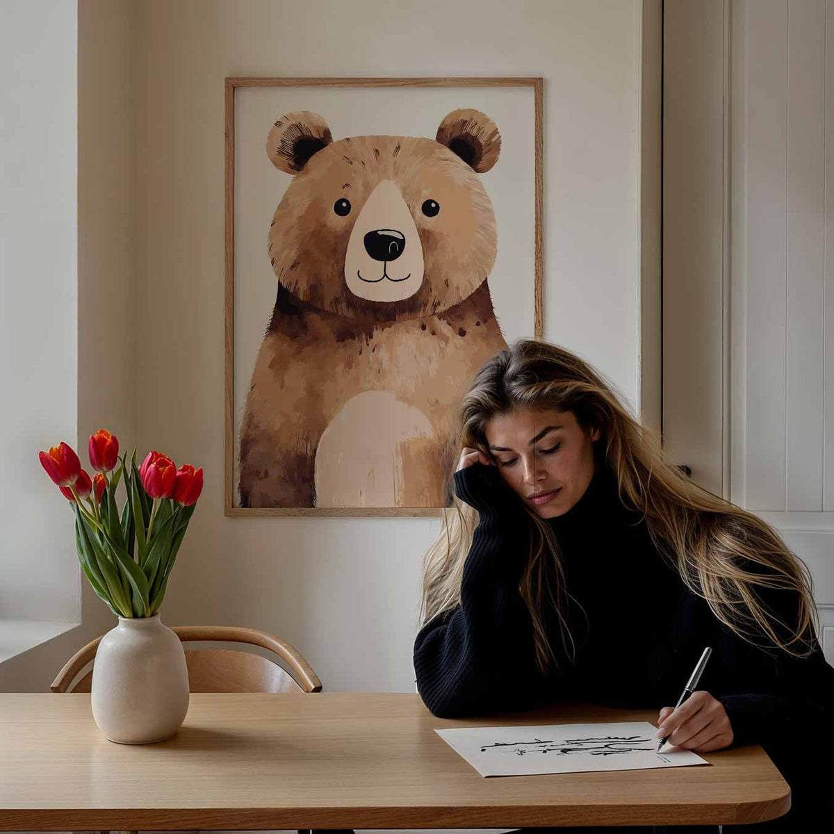 Schattige Bruine Beer – staande muurposter voor de kinderkamer