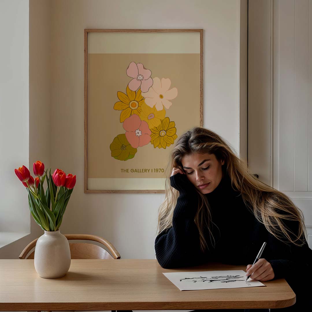 Retro Bloemenpracht – bloemen poster in staand formaat