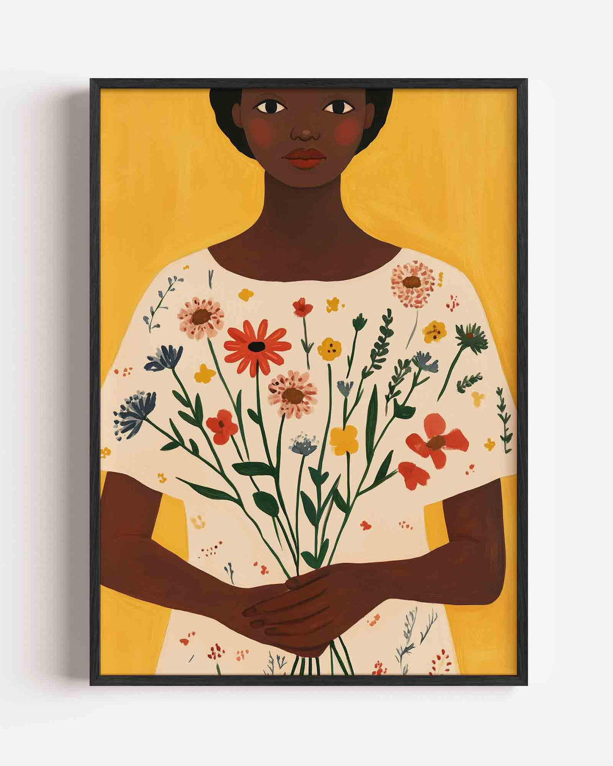 Vrouw met bloemen – moderne portret poster als wanddecoratie