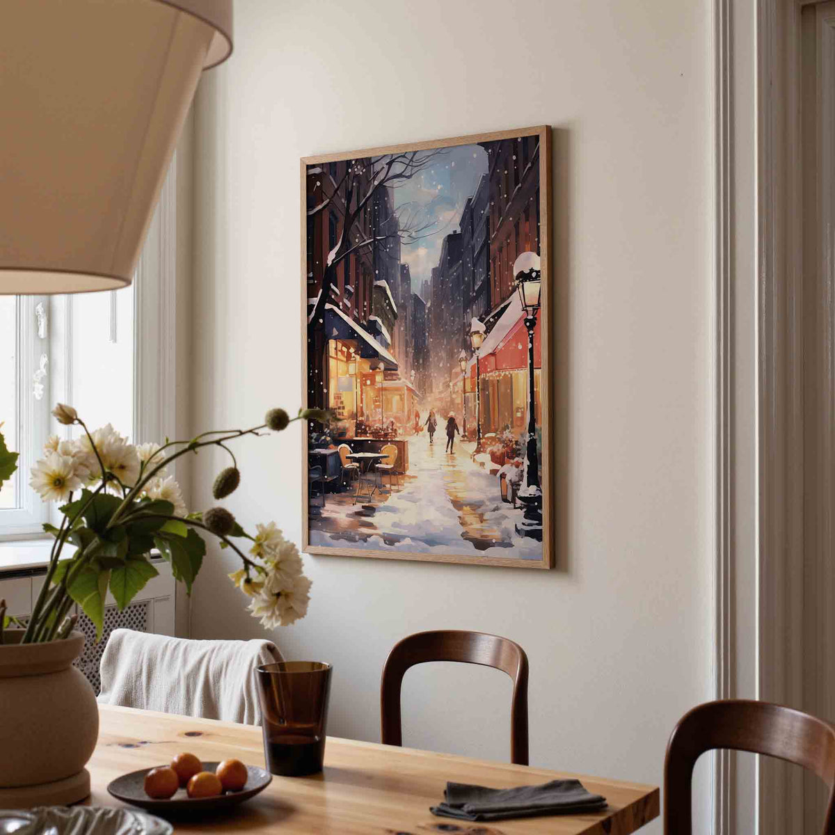 Winterse straat – kerstposter in staand formaat