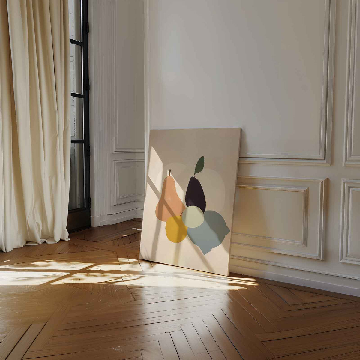 Abstracte Vruchtenexplosie – canvas wanddecoratie in portret formaat