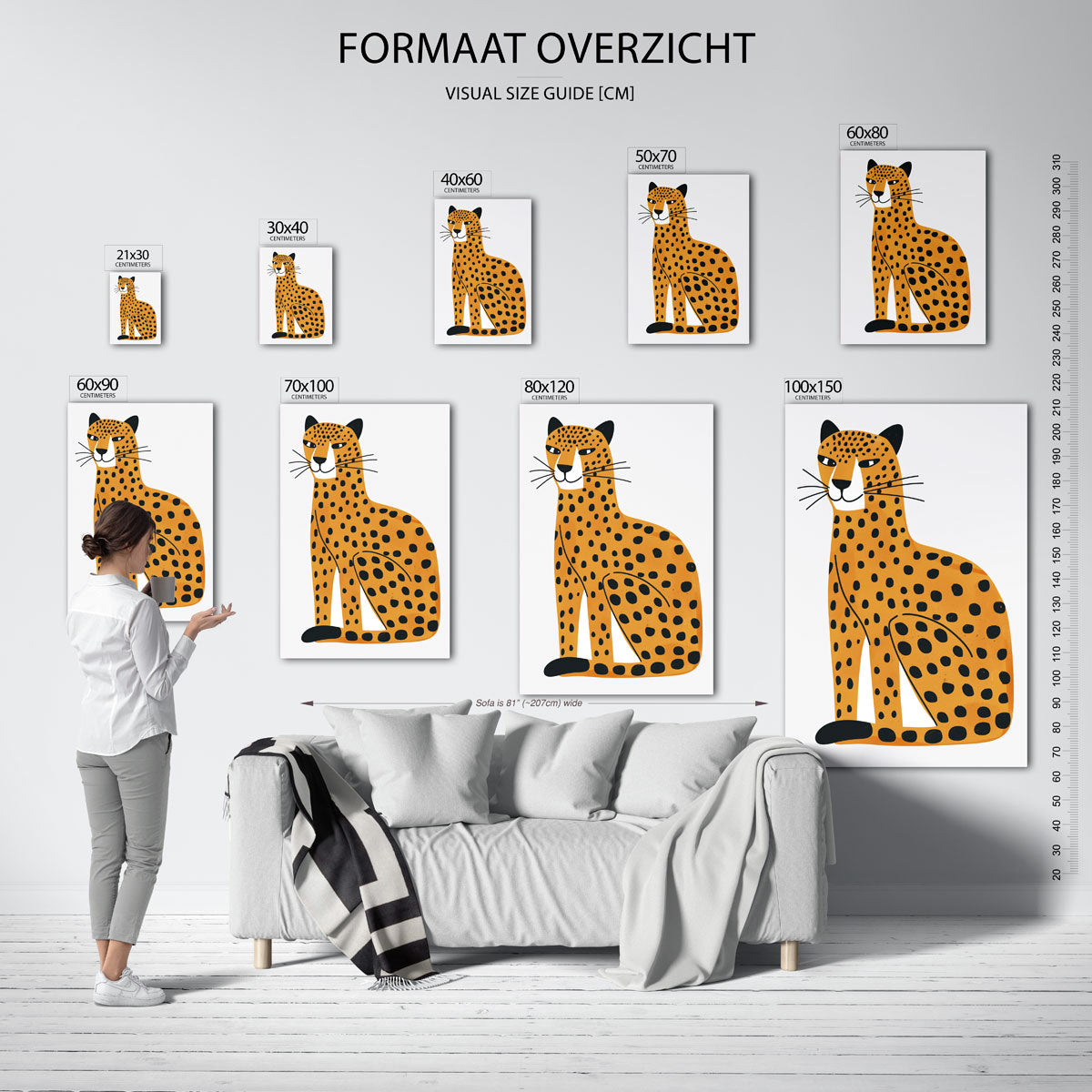 Luipaard illustratie – staande muurposter voor de kinderkamer