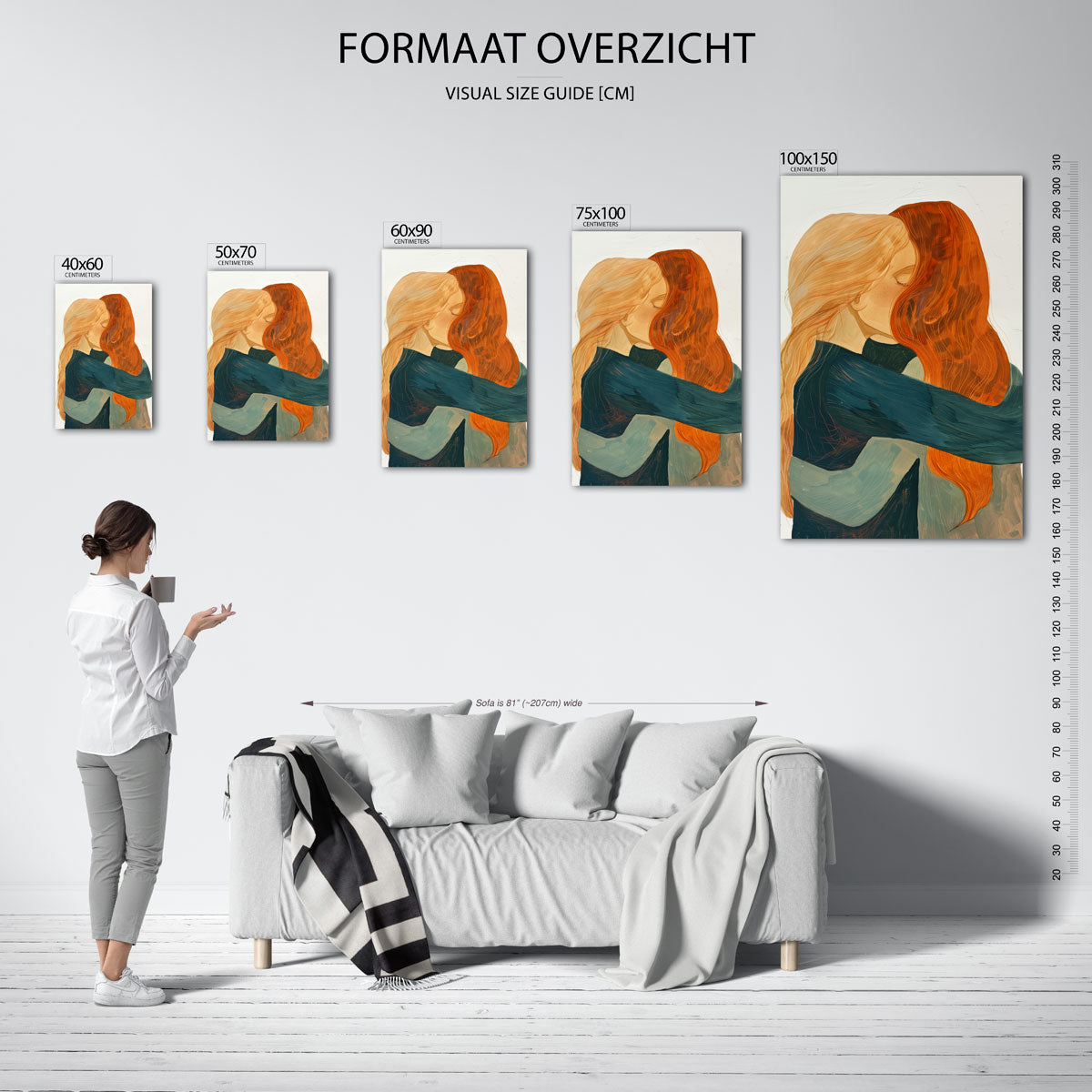 Omarmende figuren – moderne staande wandkunst