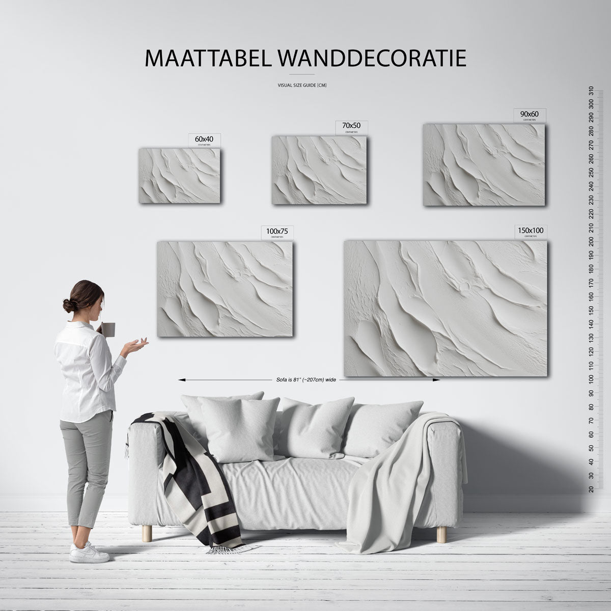 Gelaagde textuur – moderne liggende wandkunst
