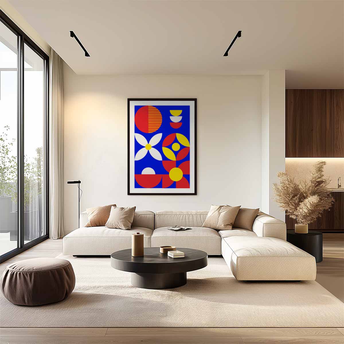 Kleurrijke Geometrische Abstractie – staand kunstwerk voor modern interieur