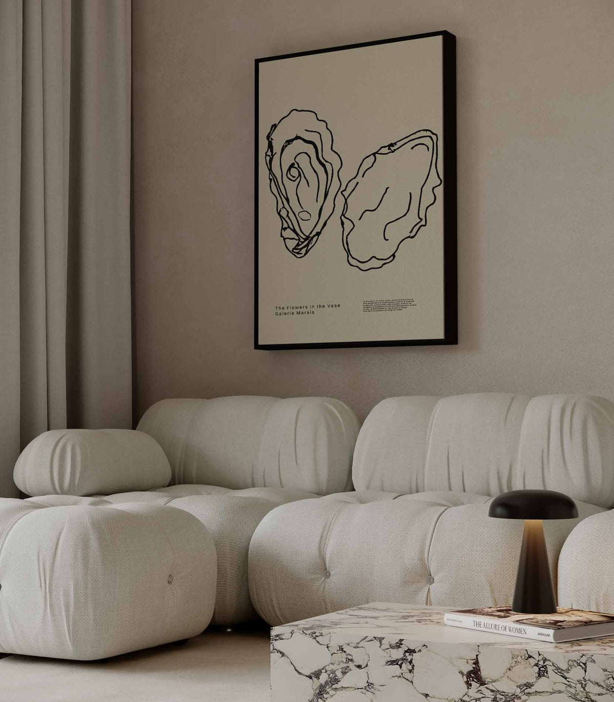 Oesterlijnenschets – modern portret kunstwerk van WallArtistic