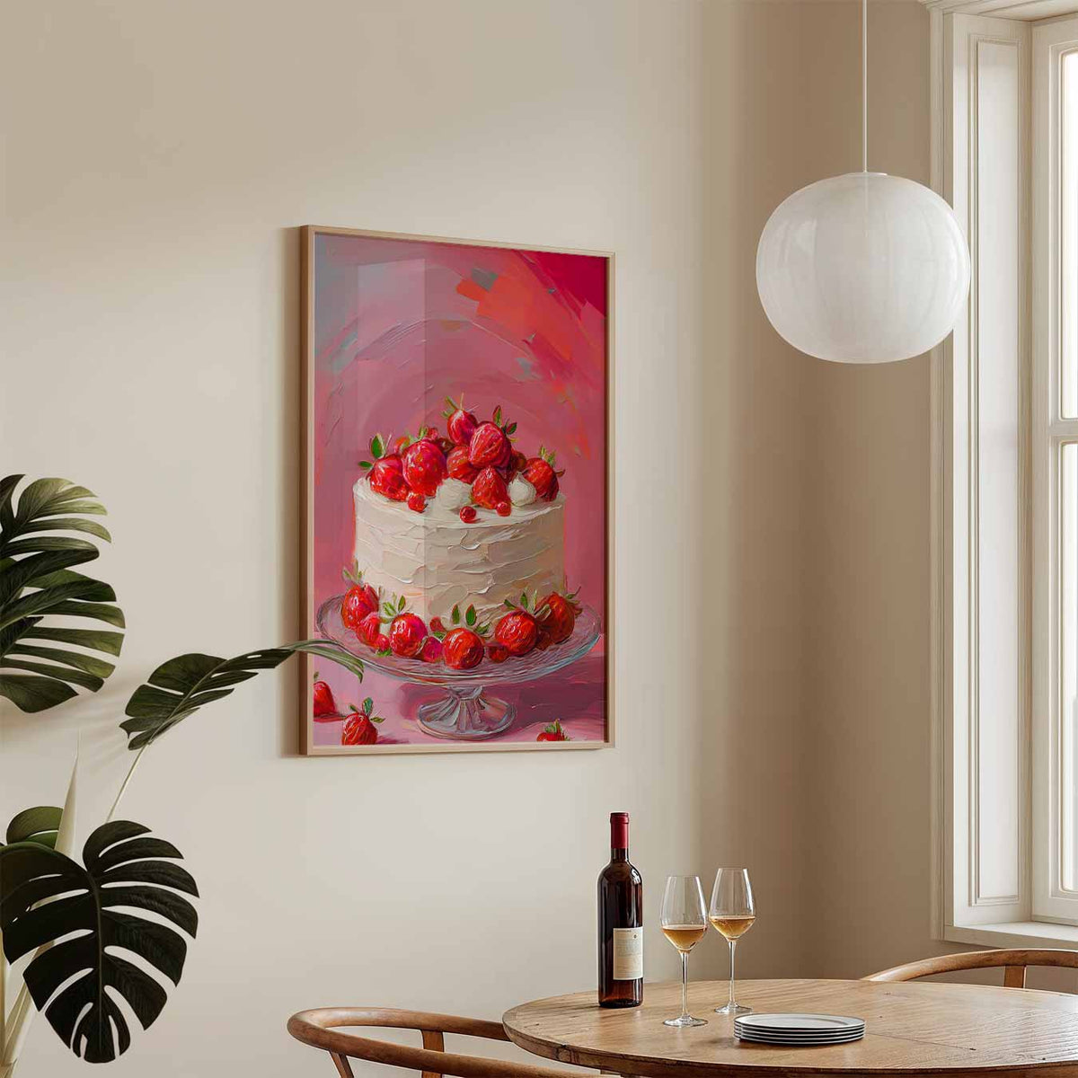Zomerse Aardbeientaart Kunstposter – keukenposter in staand formaat
