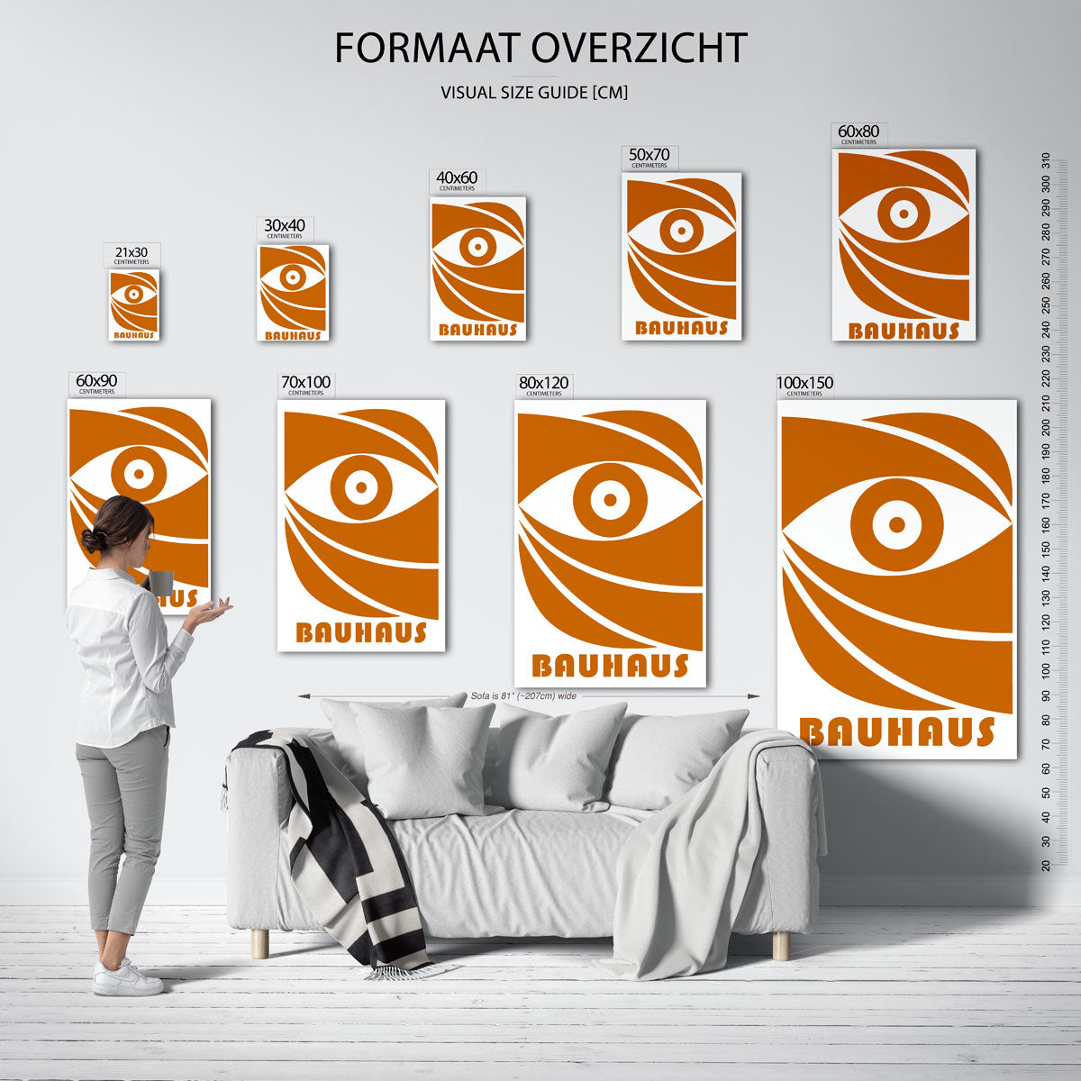 Oogvorm en lijnen – geometrische poster in Bauhaus-stijl van WallArtistic