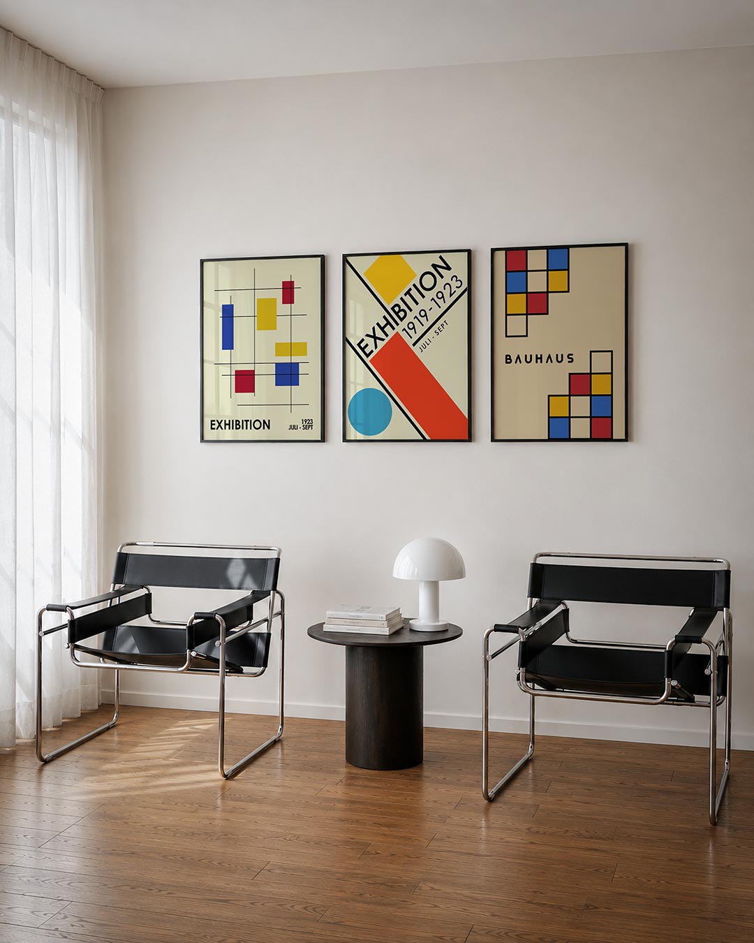 Kleur en lijnenspel driedelige posterset – deze posterset in drie delen toont een speelse combinatie van primaire