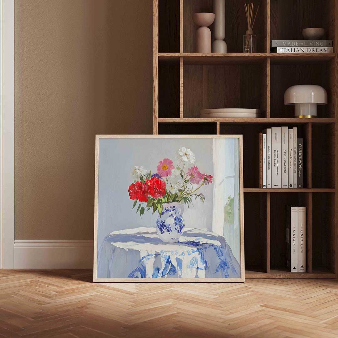 Bloemen in vaas – moderne poster in vierkant formaat