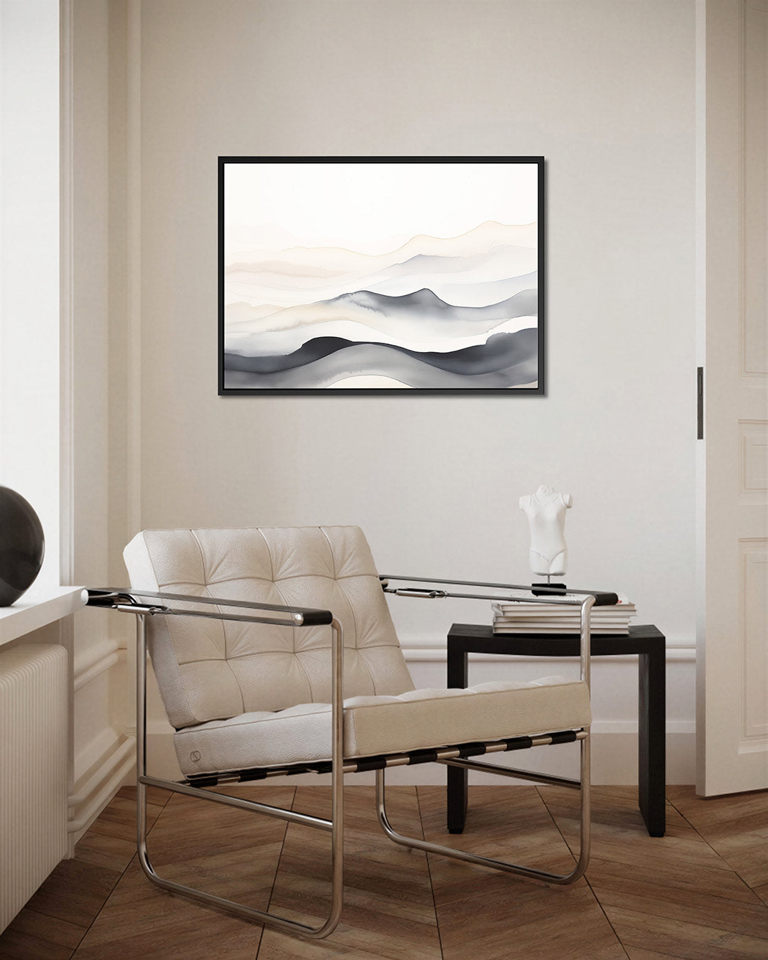 Golvende lijnen landschap – kunstwerk op canvas, dibond of plexiglas