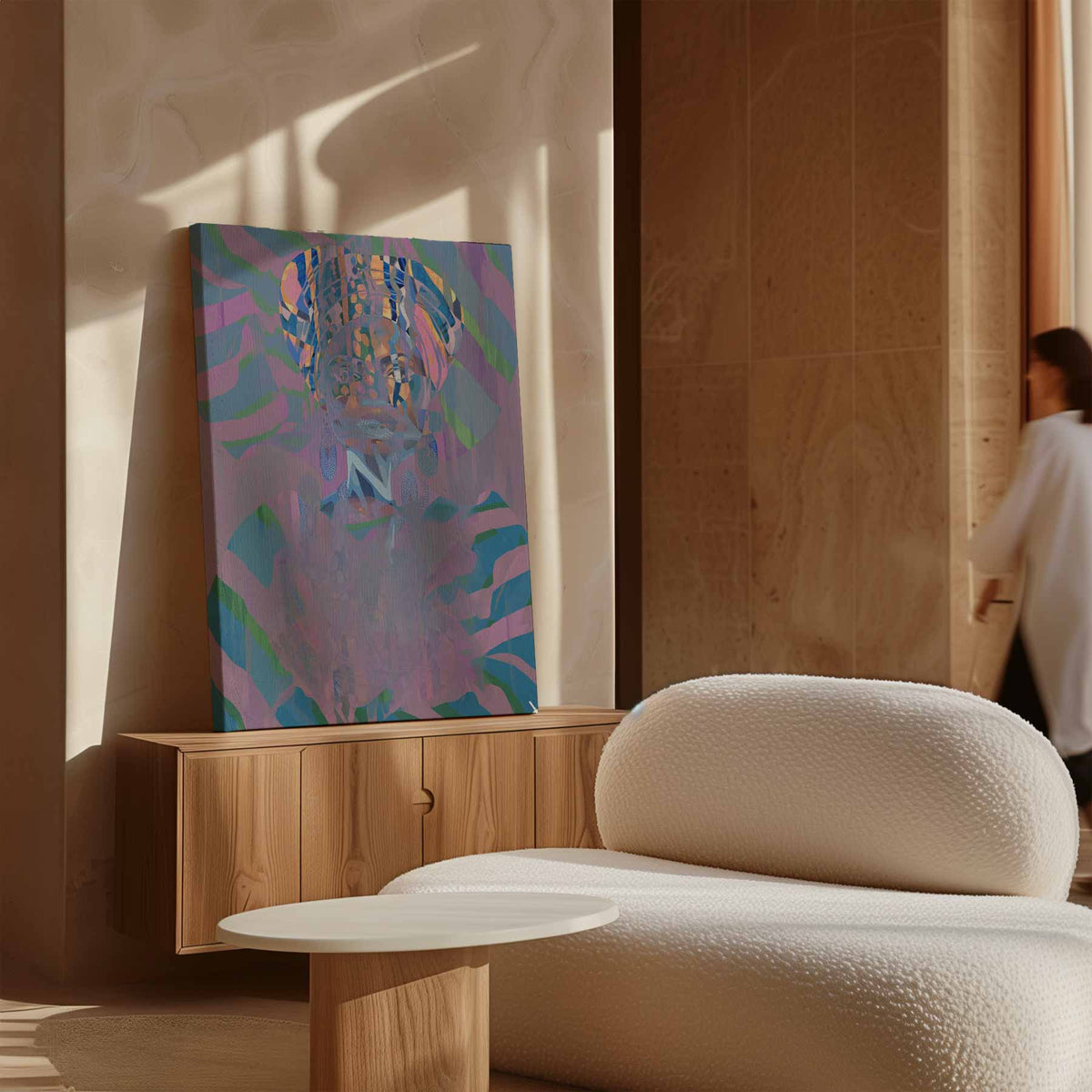Kleurrijke Harmonie: Mystieke Portret – dibond kunstwerk als wanddecoratie