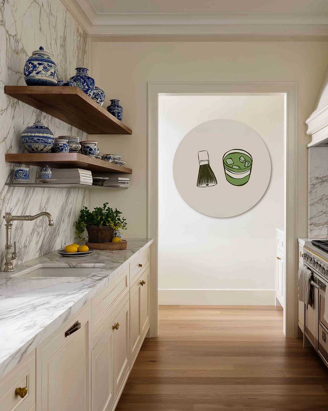 Groene drank en kwast – dierenprint muurcirkel voor aan de muur