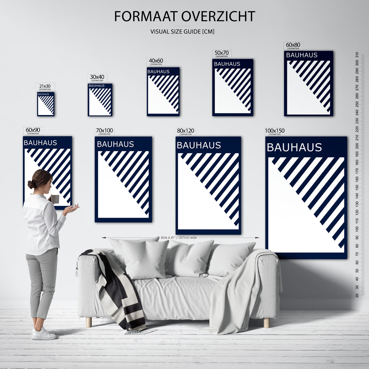 Diagonal lijnen – geometrische poster in Bauhaus-stijl van WallArtistic