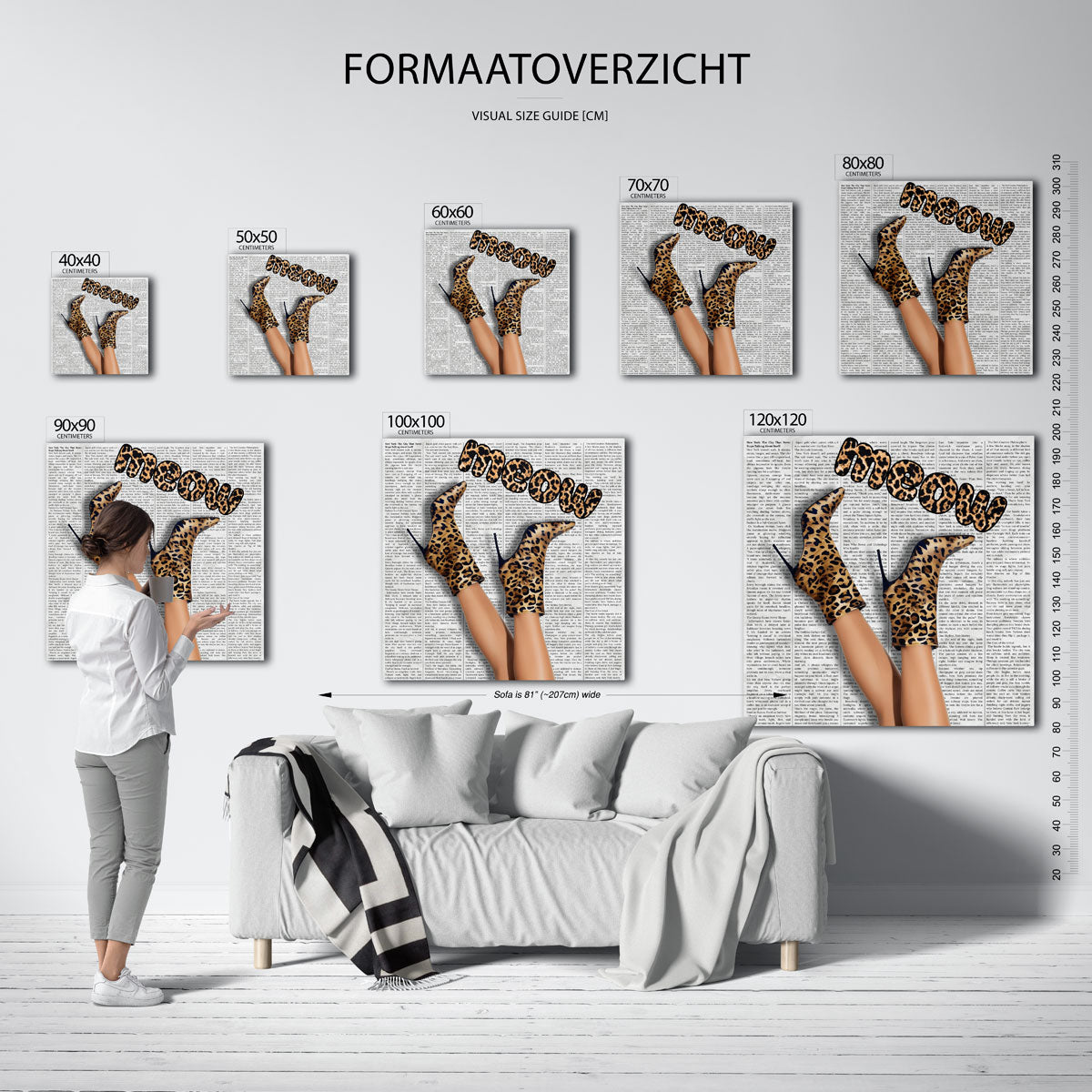 Luipaardprint schoenen – kleurrijke vierkante muurposter in Pop Art stijl