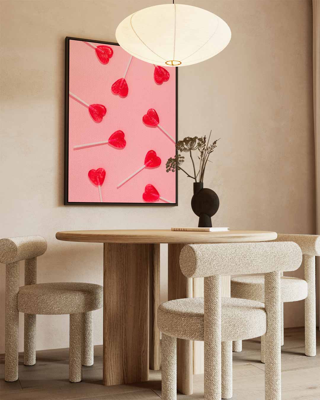 Hartvormige Lollykunst – dibond wanddecoratie in staand formaat