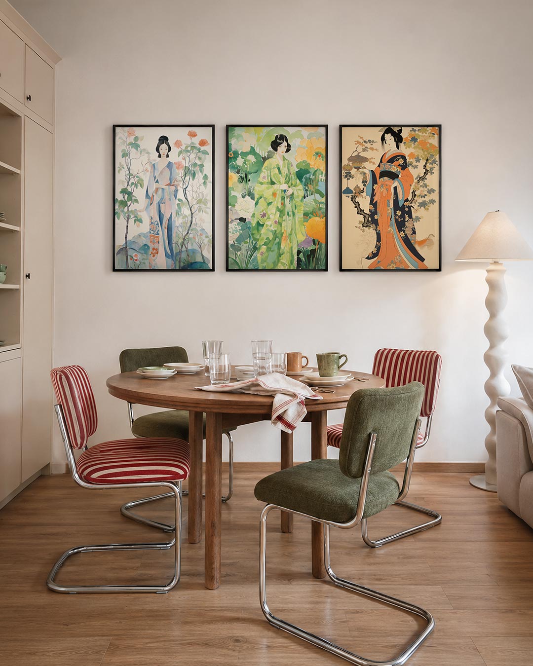 Natuurlijke elegantie driedelige posterset – deze posterset in drie delen toont een serene figuur