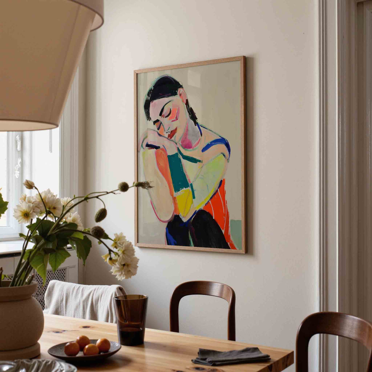 Slapende figuur – eigentijdse illustratie poster in staand formaat